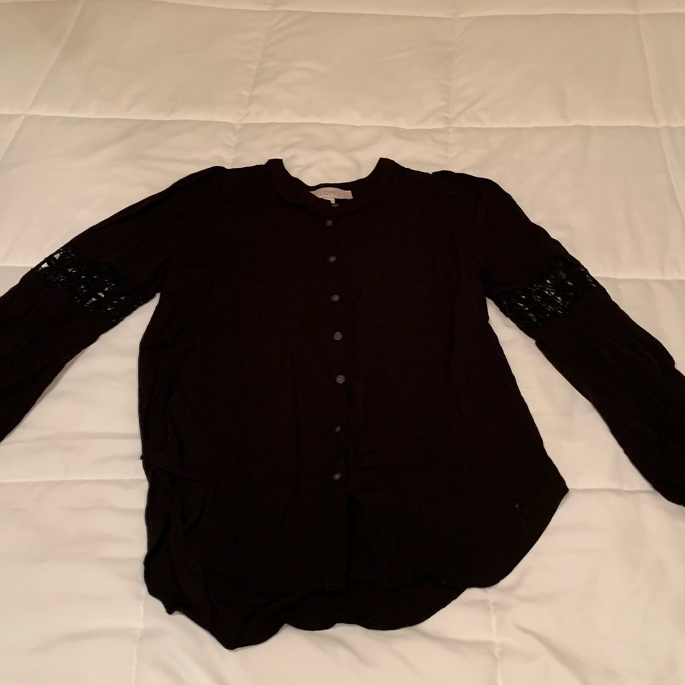LOFT 3/4 Sleeve Black Top | Size Small Petite